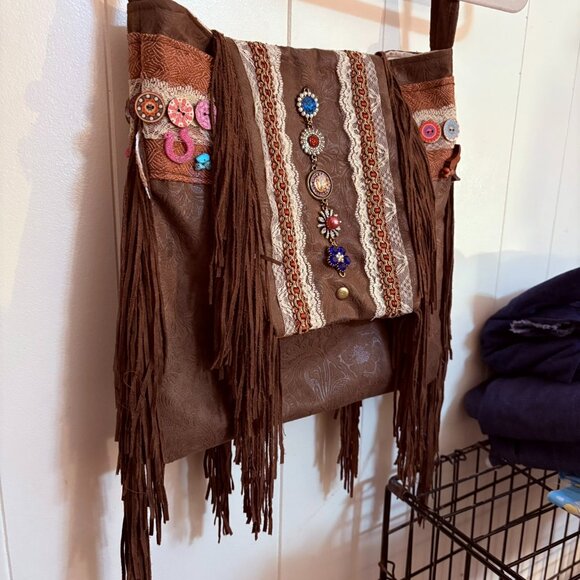 Leather Shoulder Bag, Purse, Pocketbook, Handbag, Boho, Suede Fringe - Picture 2 of 11